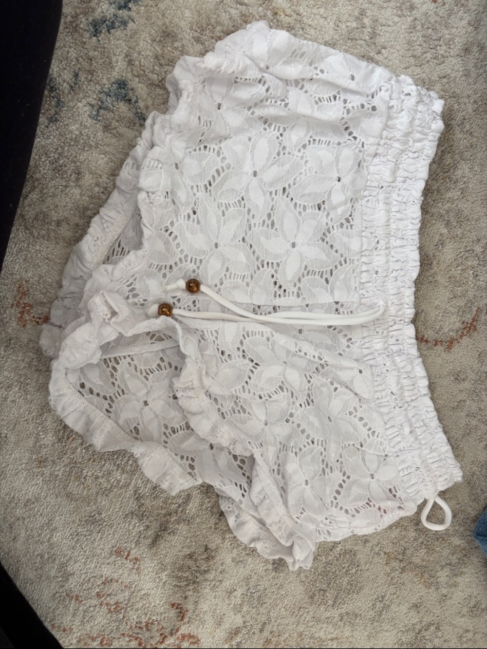 Victoria's Secret White Lace Drawstring Shorts